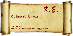 Kliment Ervin névjegykártya